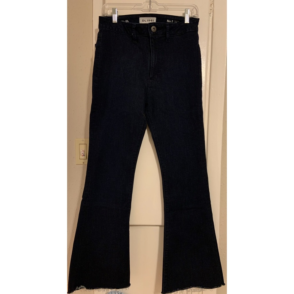 DL1961 stretch flare jeans with raw hem